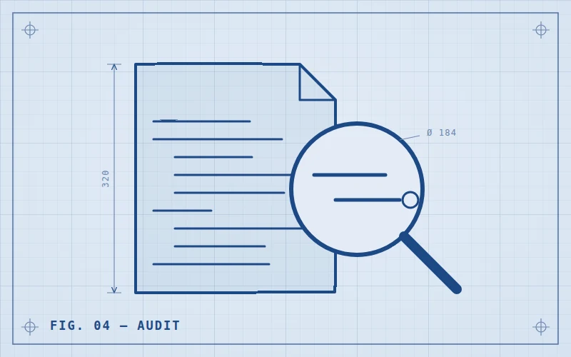 Feuille de code sous une loupe en blueprint