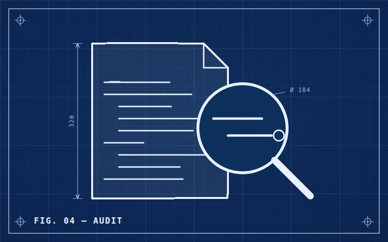 Feuille de code sous une loupe en blueprint